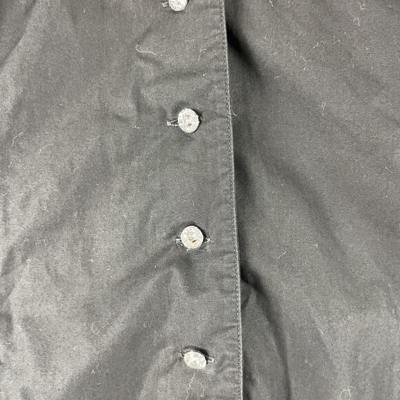 Anne Fontaine Top Womens 38 Black Blouse Pima Cotton Rhinestone Paneled Stretch - Picture 4 of 16